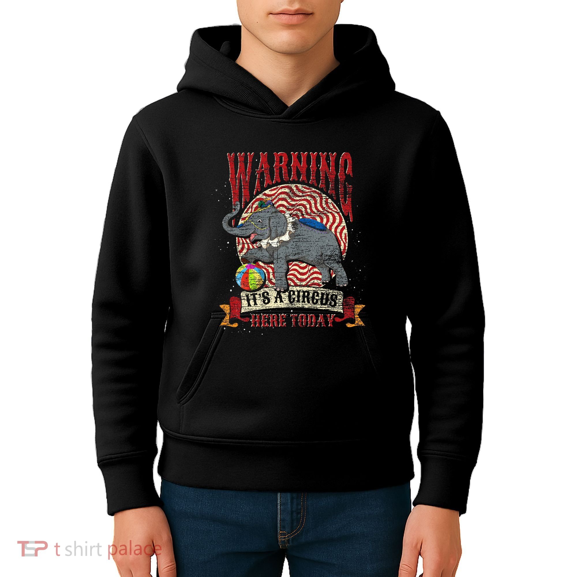 Carnival Warning Its A Circus Here Today Elephant Circus Kids Hoodie