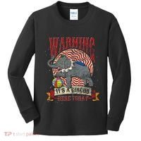 Carnival Warning Its A Circus Here Today Elephant Circus Kids Long Sleeve Shirt thumb 0