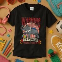 Carnival Warning Its A Circus Here Today Elephant Circus Kids T-Shirt thumb 3