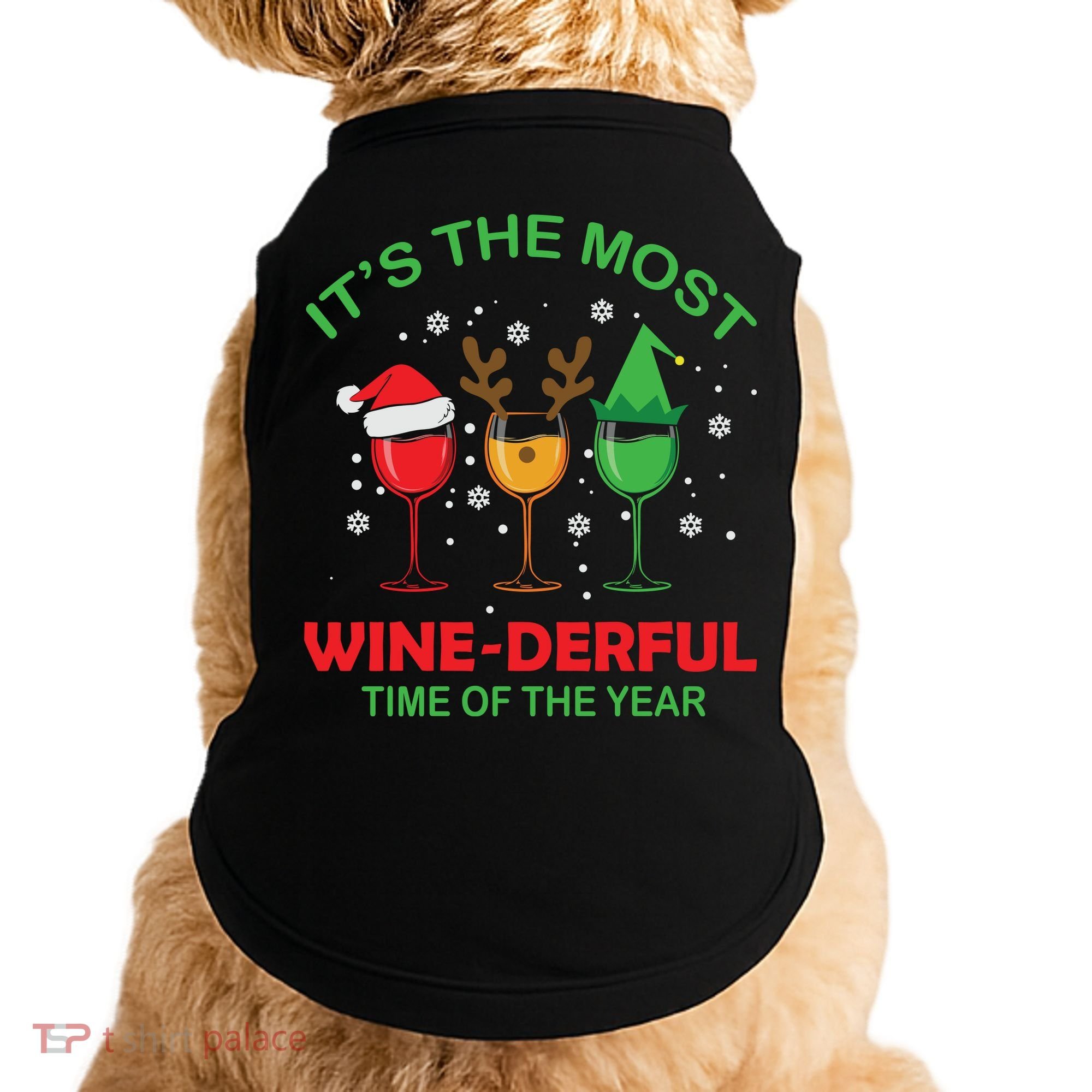 Christmas Wine It's The Most Wine Derful Xmas Doggie Tank