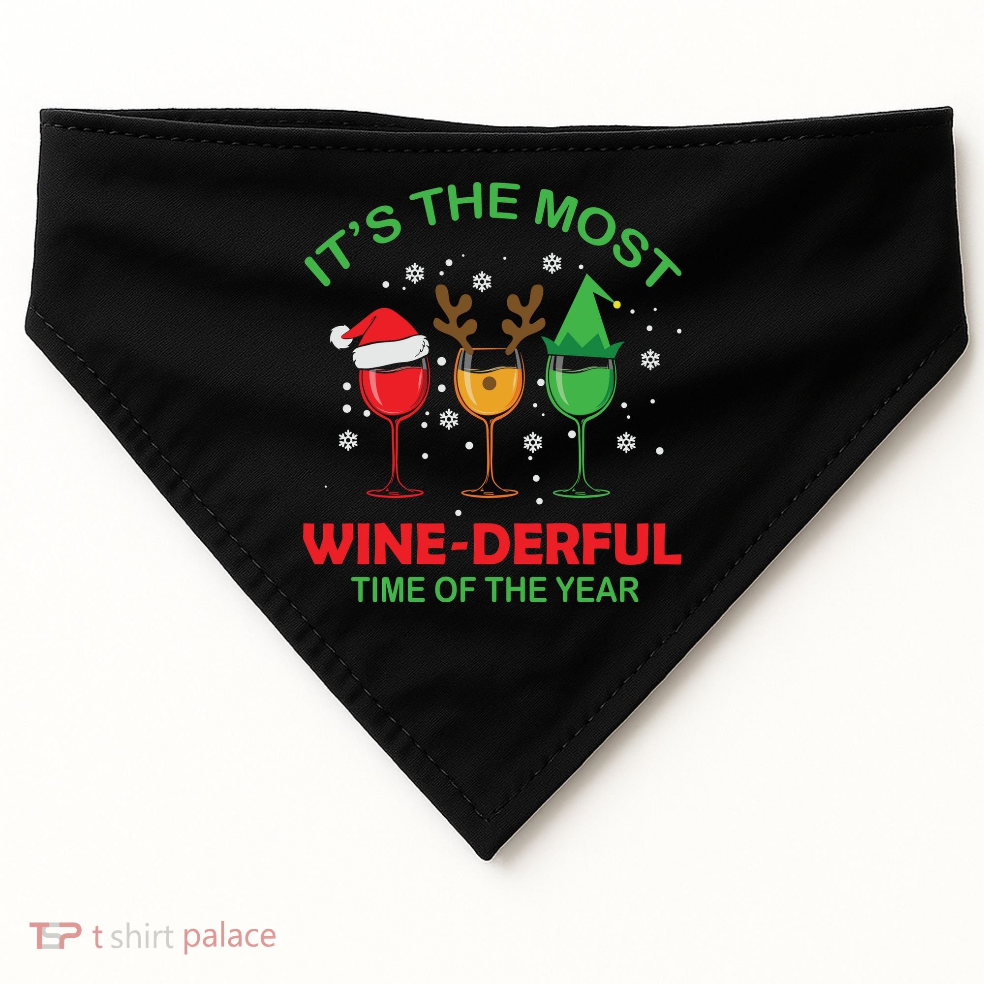 Christmas Wine It's The Most Wine Derful Xmas USA-Made Doggie Bandana
