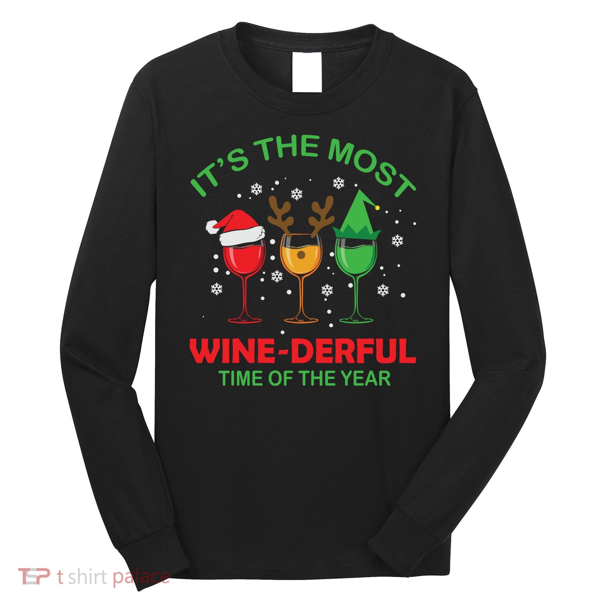 Christmas Wine It's The Most Wine Derful Xmas Long Sleeve Shirt
