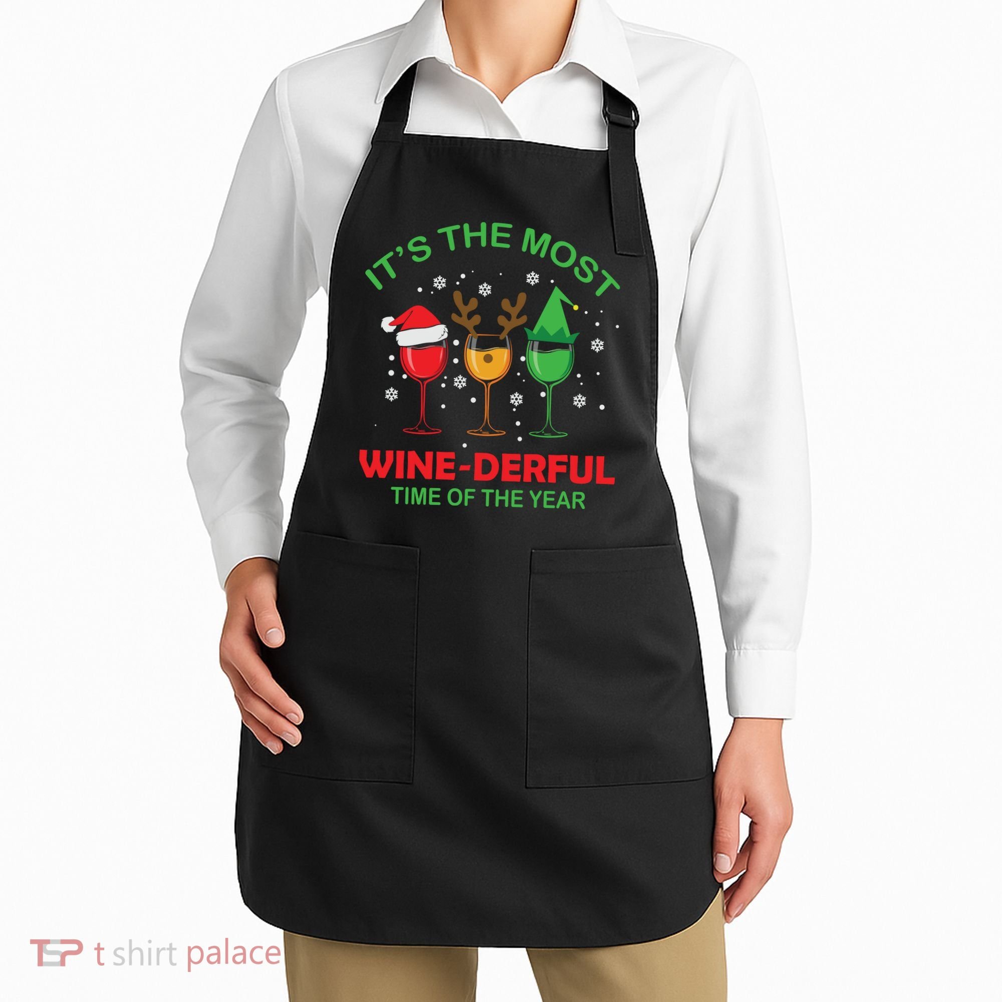 Christmas Wine It's The Most Wine Derful Xmas Apron