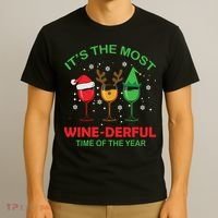 Christmas Wine It's The Most Wine Derful Xmas T-Shirt thumb 3