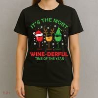 Christmas Wine It's The Most Wine Derful Xmas T-Shirt thumb 4