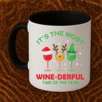 Christmas Wine It's The Most Wine Derful Xmas Coffee Mug thumb 2