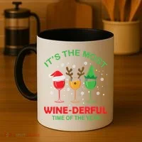 Christmas Wine It's The Most Wine Derful Xmas Coffee Mug thumb 4