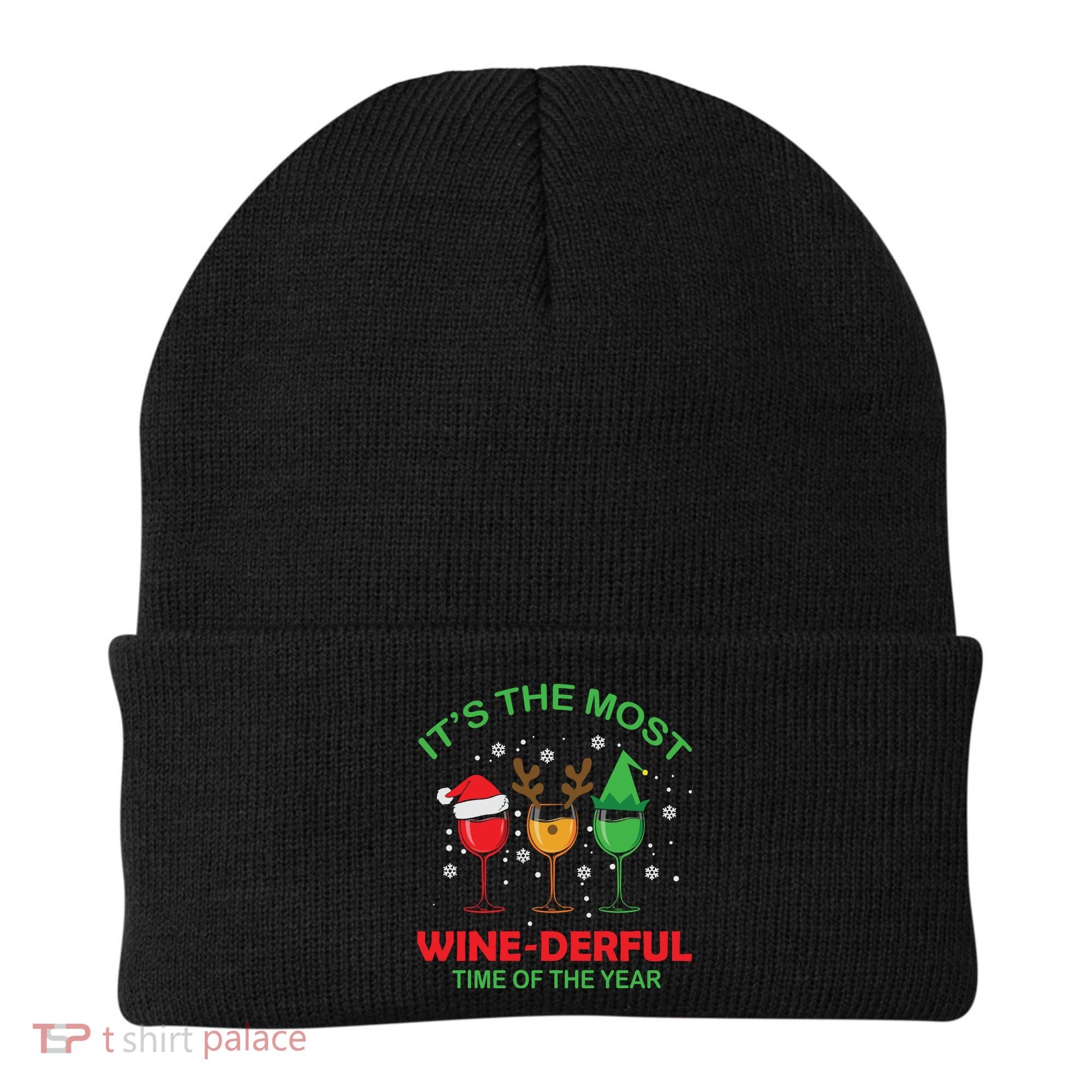 Christmas Wine It's The Most Wine Derful Xmas Beanie