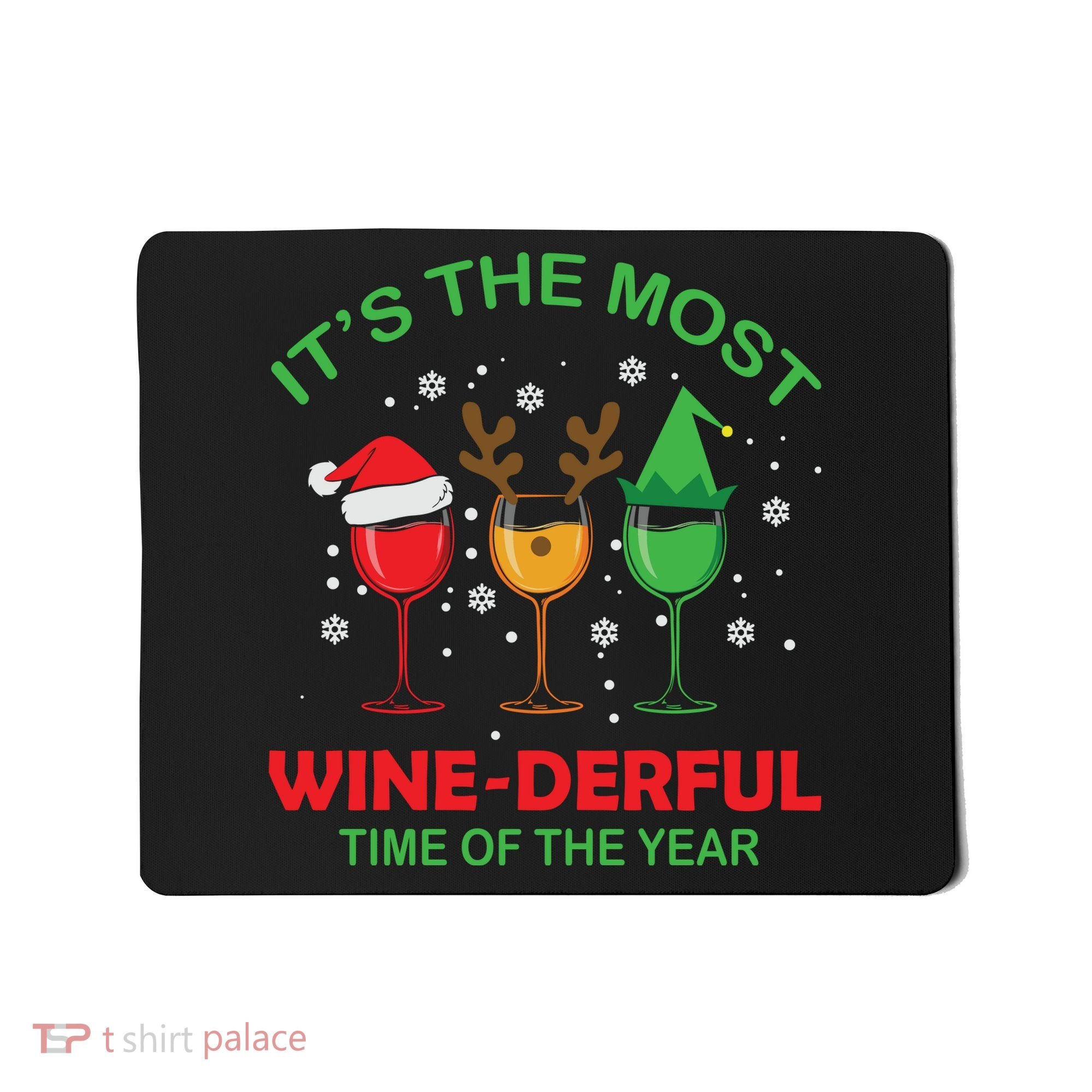 Christmas Wine It's The Most Wine Derful Xmas Mousepad