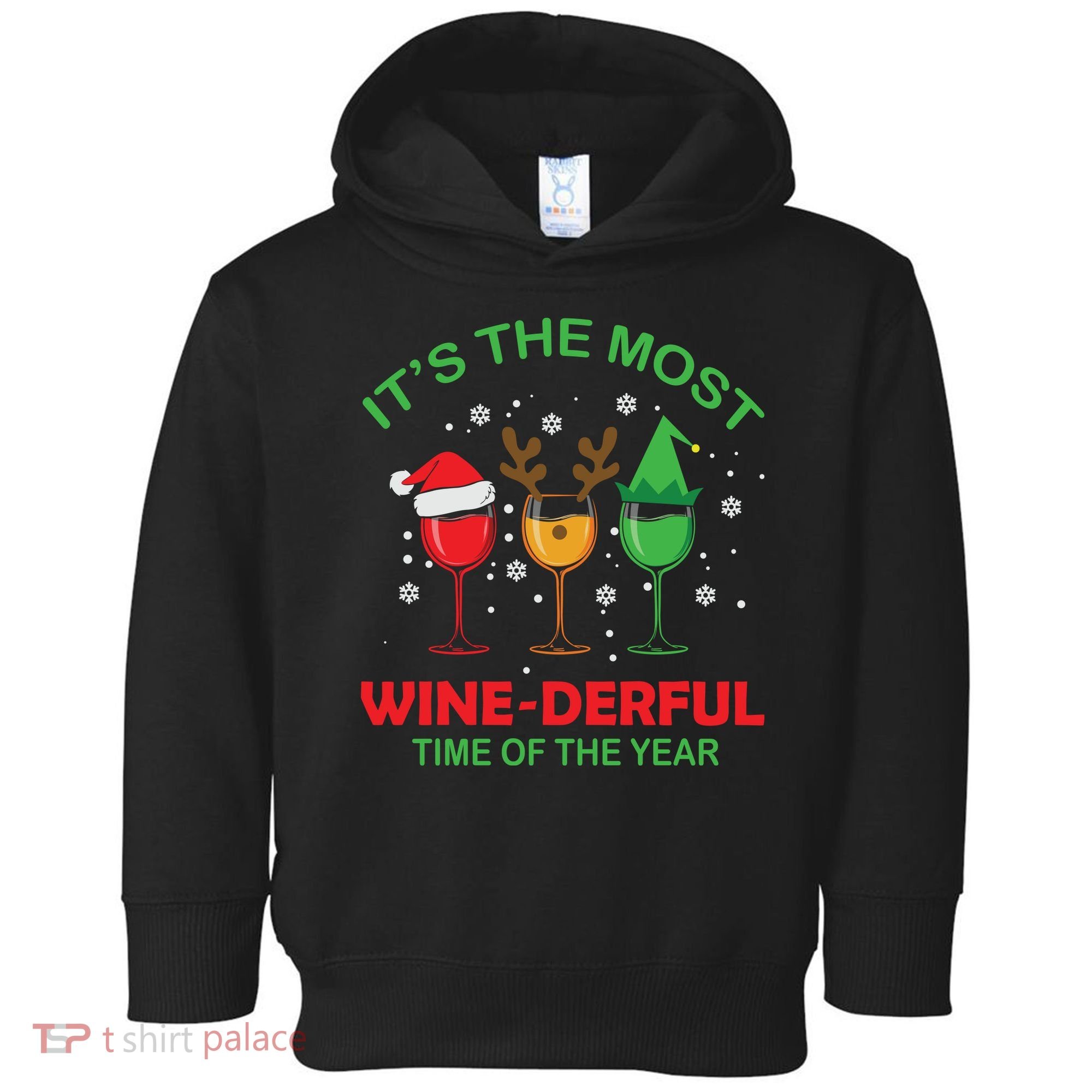Christmas Wine It's The Most Wine Derful Xmas Toddler Hoodie
