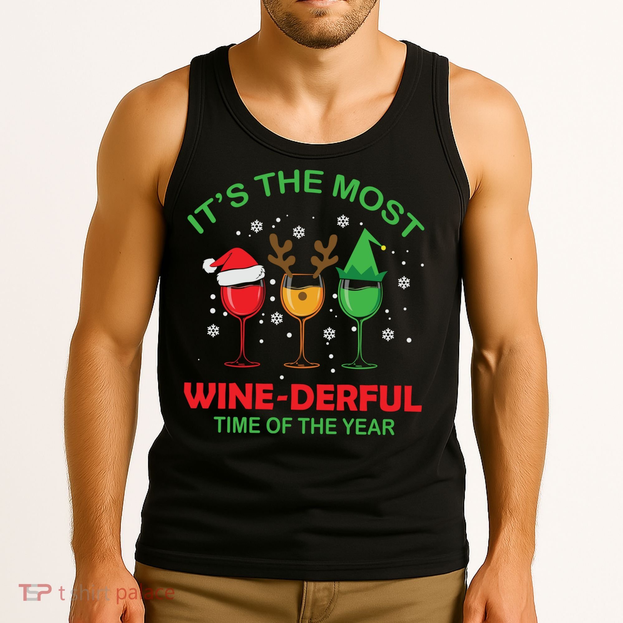 Christmas Wine It's The Most Wine Derful Xmas Tank Top