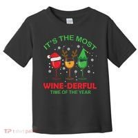 Christmas Wine It's The Most Wine Derful Xmas Toddler T-Shirt thumb 0