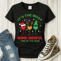 Christmas Wine It's The Most Wine Derful Xmas Women's T-Shirt thumb 3