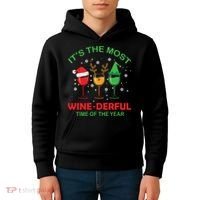 Christmas Wine It's The Most Wine Derful Xmas Kids Hoodie thumb 4