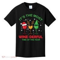 Christmas Wine It's The Most Wine Derful Xmas Kids T-Shirt thumb 0