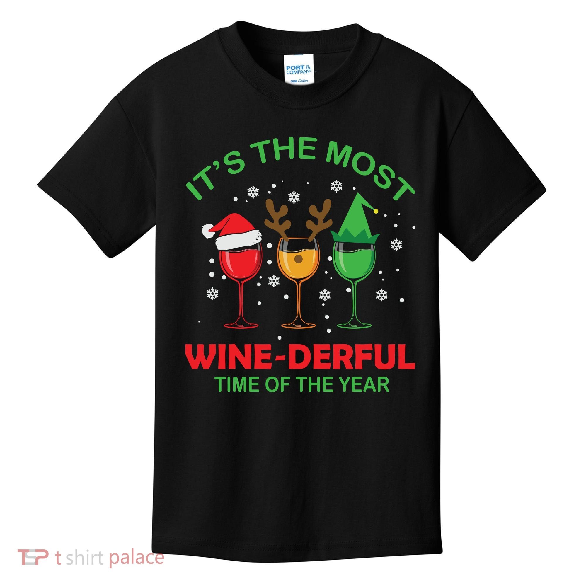 Christmas Wine It's The Most Wine Derful Xmas Kids T-Shirt