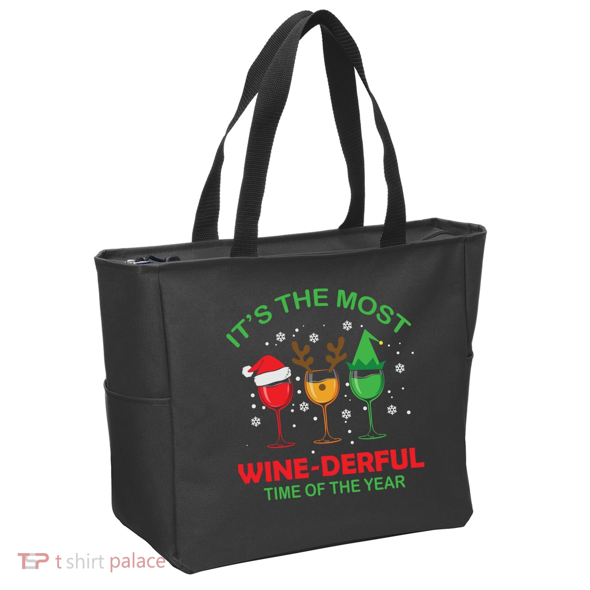 Christmas Wine It's The Most Wine Derful Xmas Tote Bag