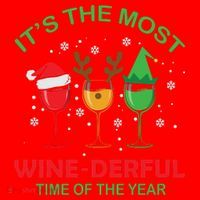 Christmas Wine It's The Most Wine Derful Xmas Santa Hat thumb 1