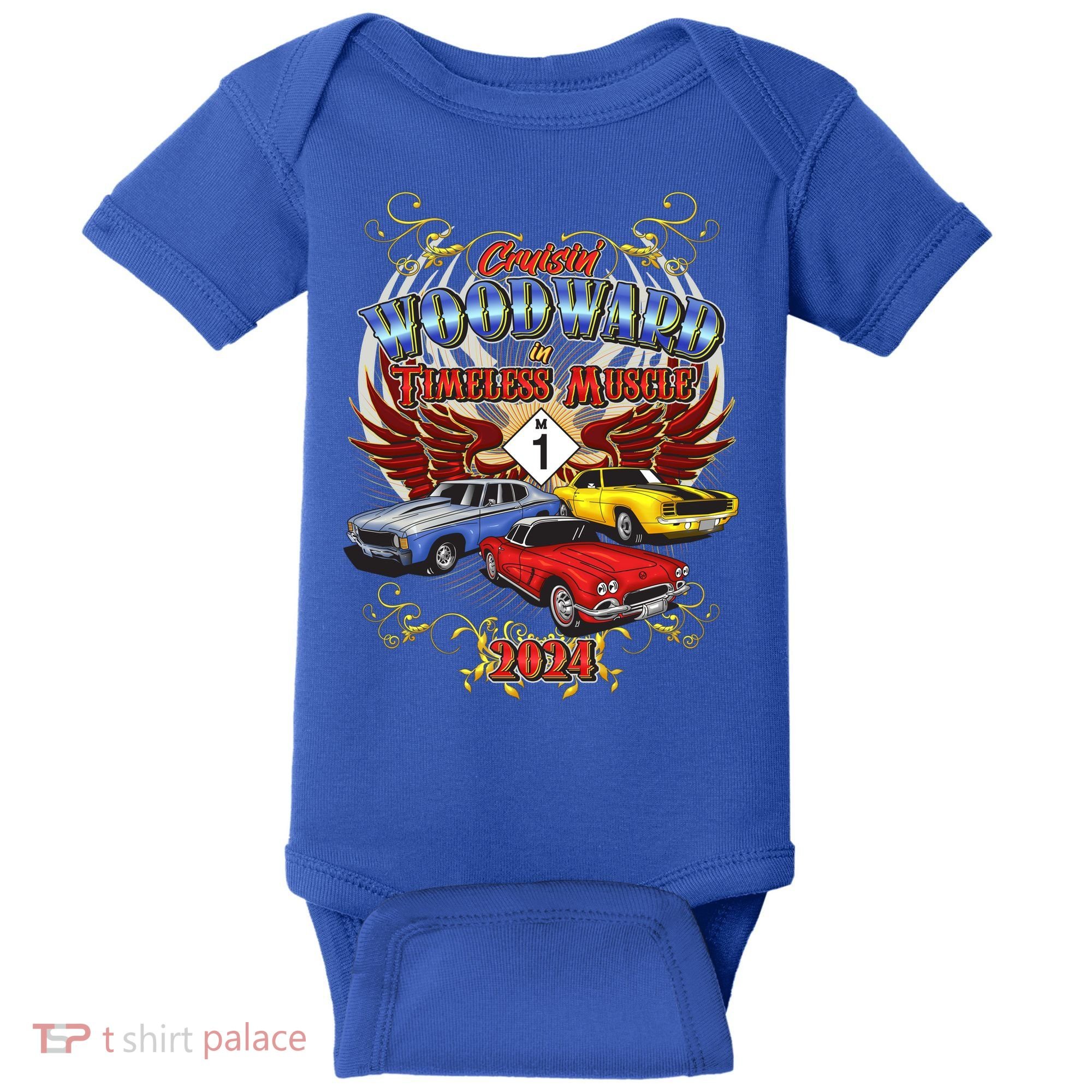 Cruisin Woodward In Timeless Muscle 2024 Baby Bodysuit
