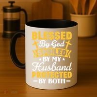 Christian Wife Jesus Blessed By God Spoiled By My Husband Gift Coffee Mug thumb 4