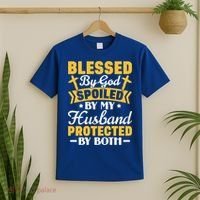 Christian Wife Jesus Blessed By God Spoiled By My Husband Gift T-Shirt thumb 2