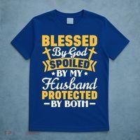 Christian Wife Jesus Blessed By God Spoiled By My Husband Gift T-Shirt thumb 5