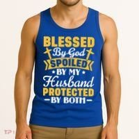 Christian Wife Jesus Blessed By God Spoiled By My Husband Gift Tank Top thumb 3