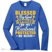 Christian Wife Jesus Blessed By God Spoiled By My Husband Gift Women's Long Sleeve Shirt thumb 0