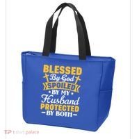 Christian Wife Jesus Blessed By God Spoiled By My Husband Gift Tote Bag thumb 3