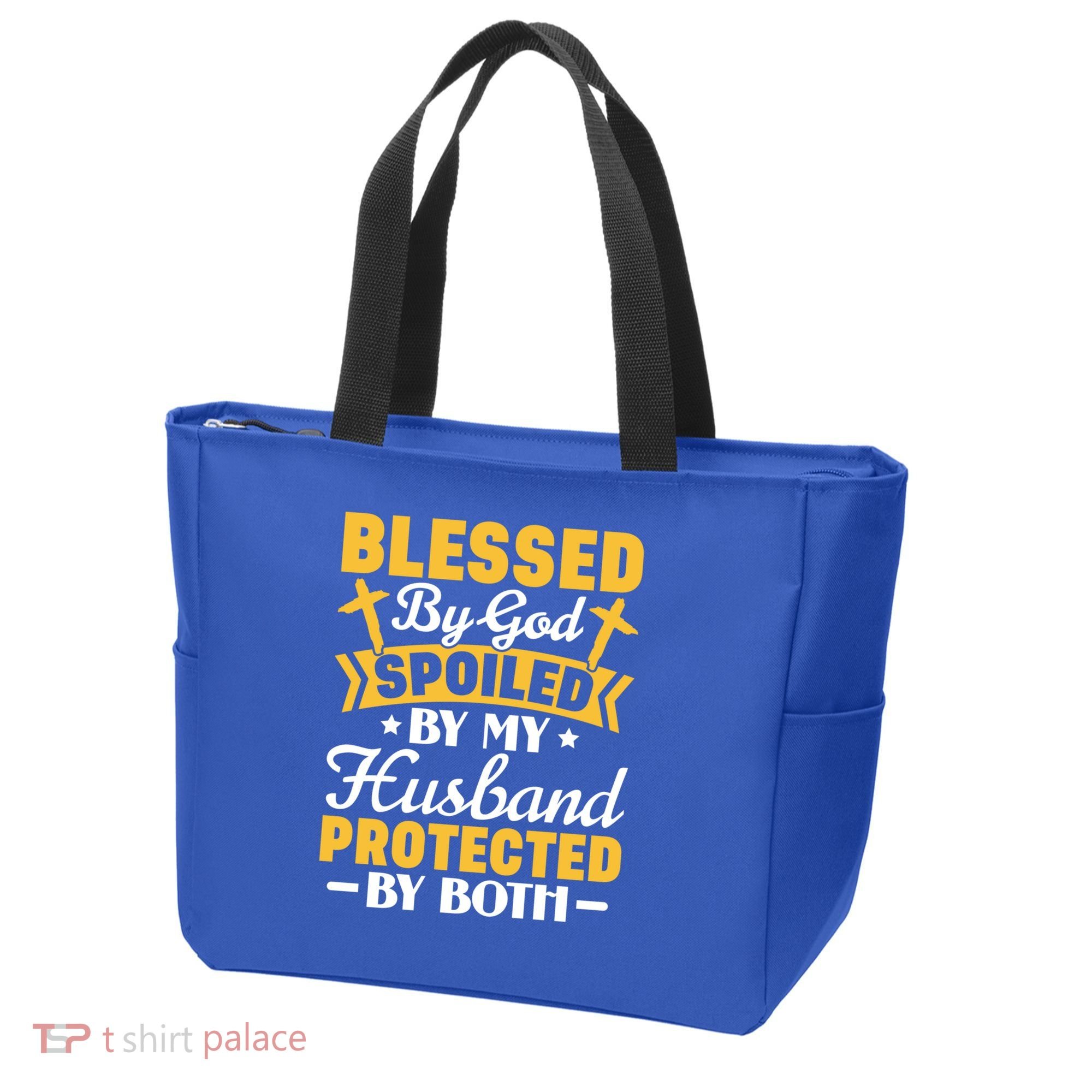 Christian Wife Jesus Blessed By God Spoiled By My Husband Gift Tote Bag
