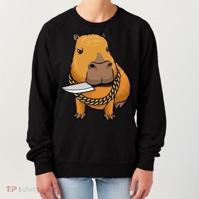 Capybara With Knife Funny Rodent Women's Sweatshirt