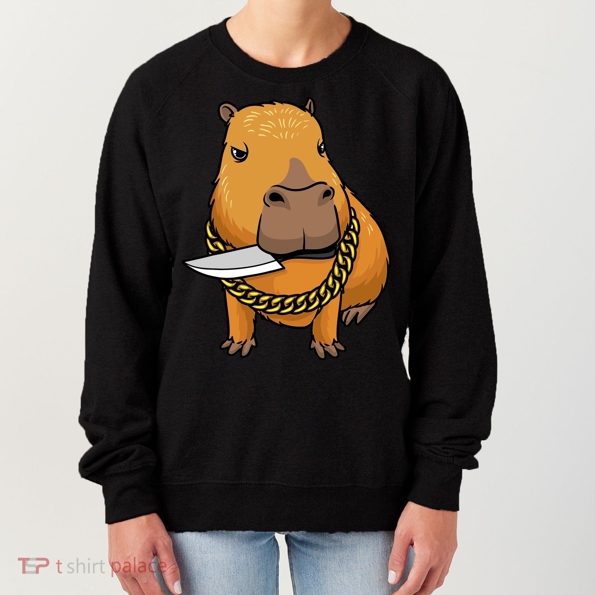 Capybara With Knife Funny Rodent Women's Sweatshirt