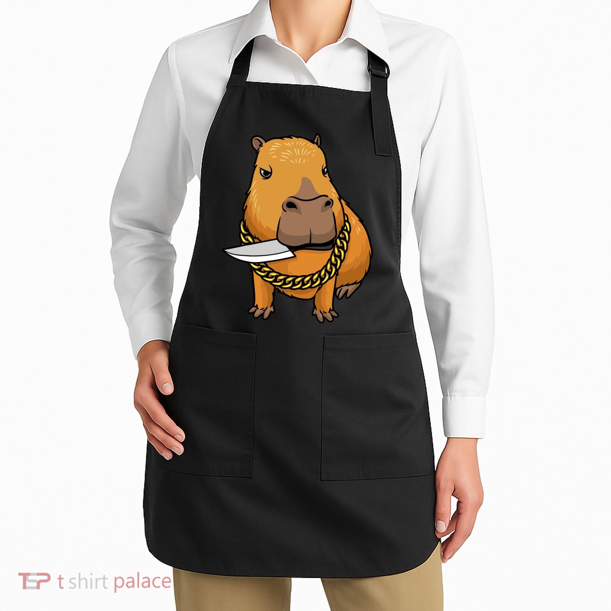 Capybara With Knife Funny Rodent Apron
