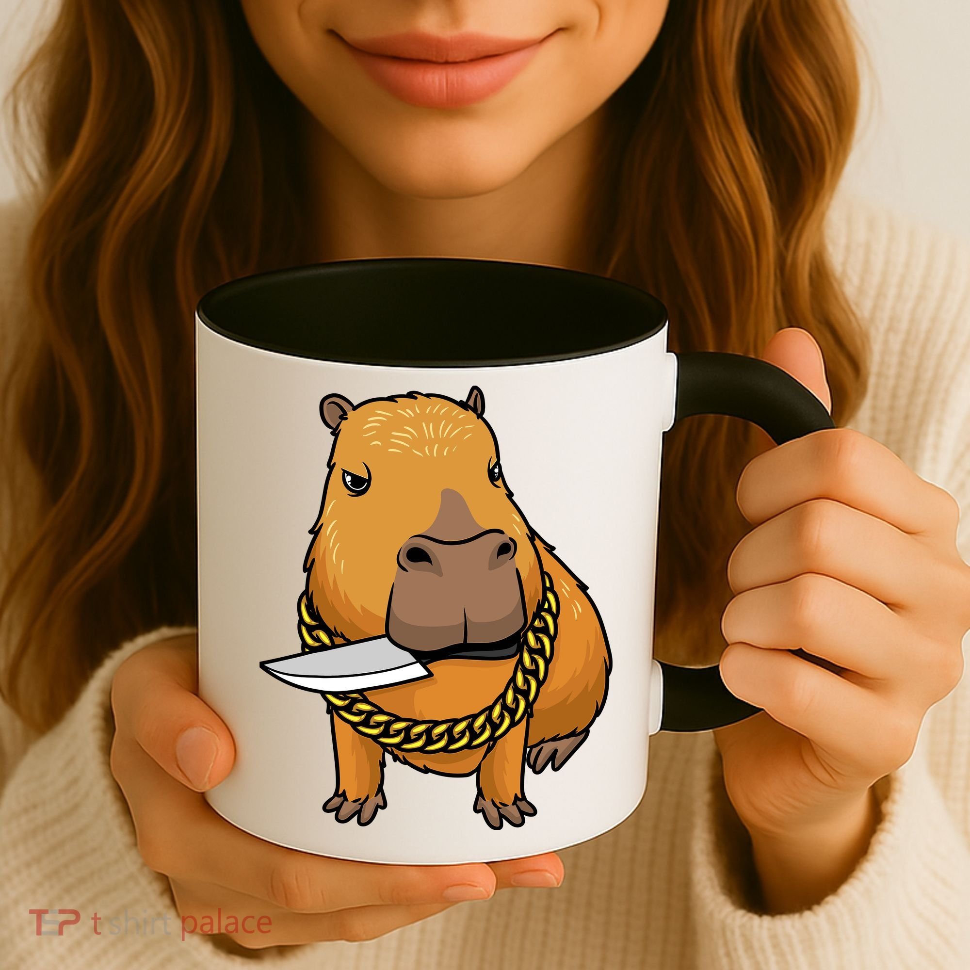 Capybara With Knife Funny Rodent Coffee Mug