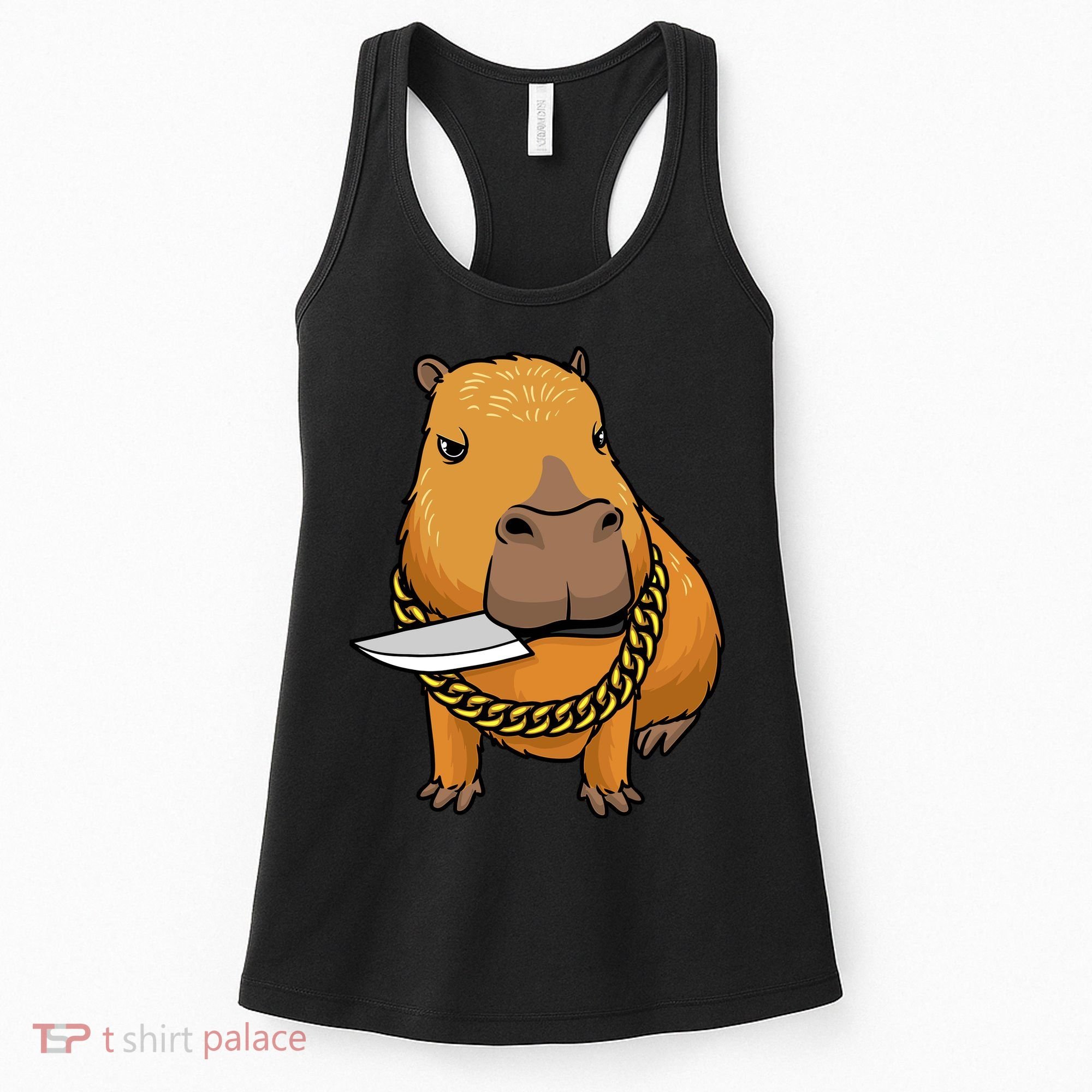 Capybara With Knife Funny Rodent Women's Tank Top