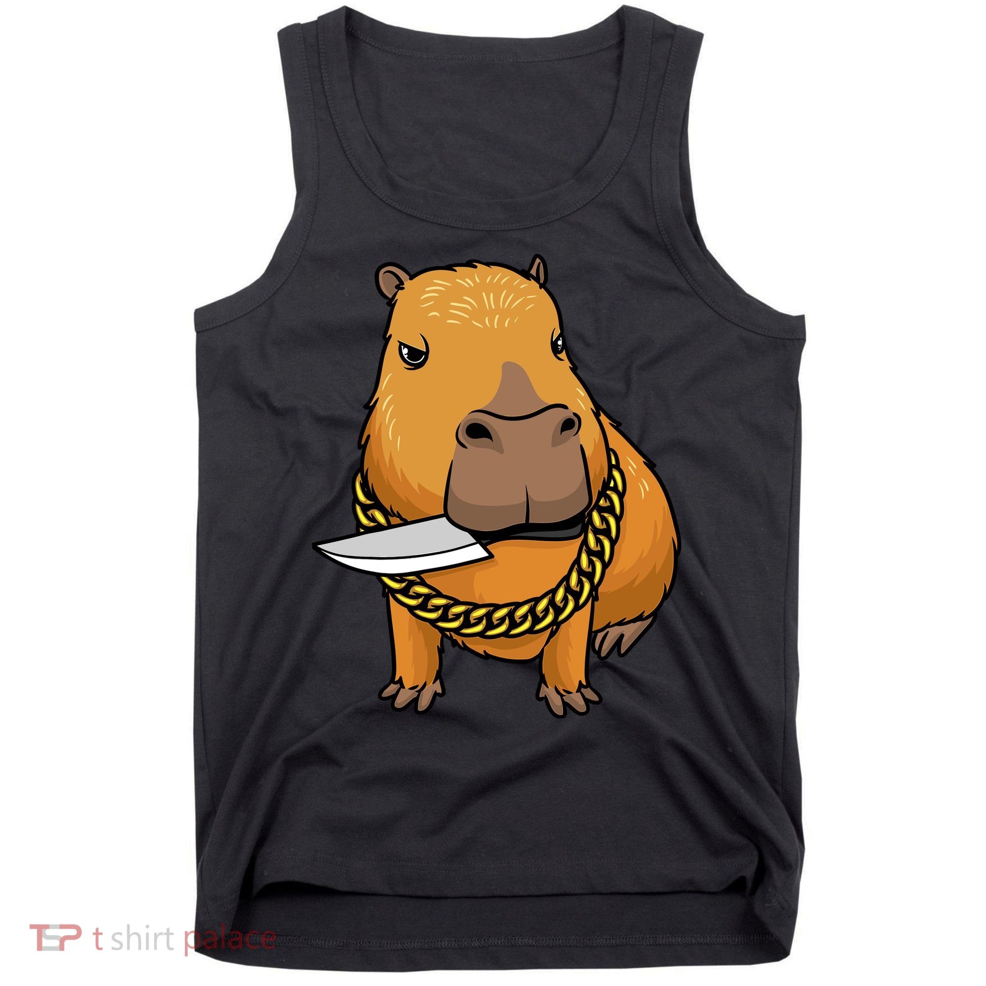 Capybara With Knife Funny Rodent Tank Top