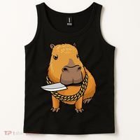 Capybara With Knife Funny Rodent Tank Top thumb 2