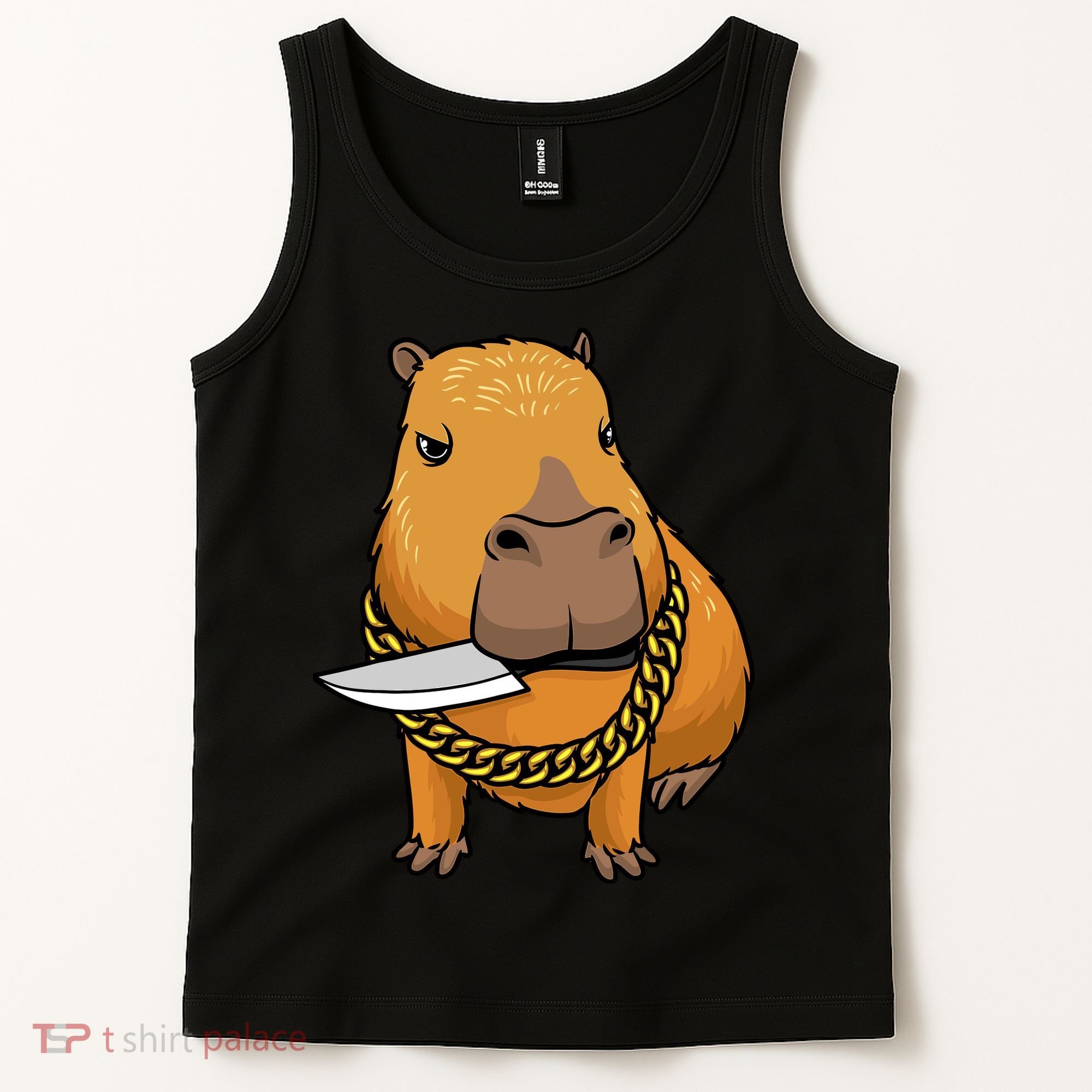Capybara With Knife Funny Rodent Tank Top