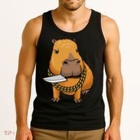 Capybara With Knife Funny Rodent Tank Top thumb 3