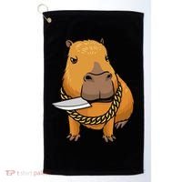 Capybara With Knife Funny Rodent Golf Towel thumb 0
