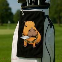 Capybara With Knife Funny Rodent Golf Towel thumb 2