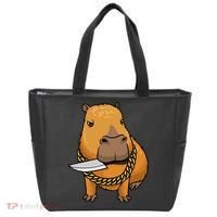 Capybara With Knife Funny Rodent Tote Bag thumb 0
