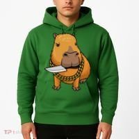 Capybara With Knife Funny Rodent Hoodie thumb 2