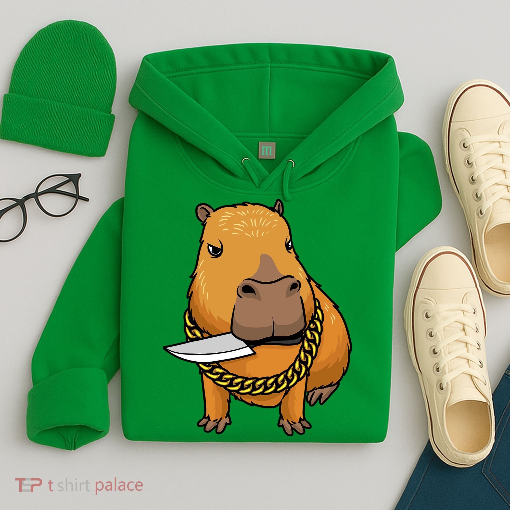Capybara With Knife Funny Rodent Hoodie