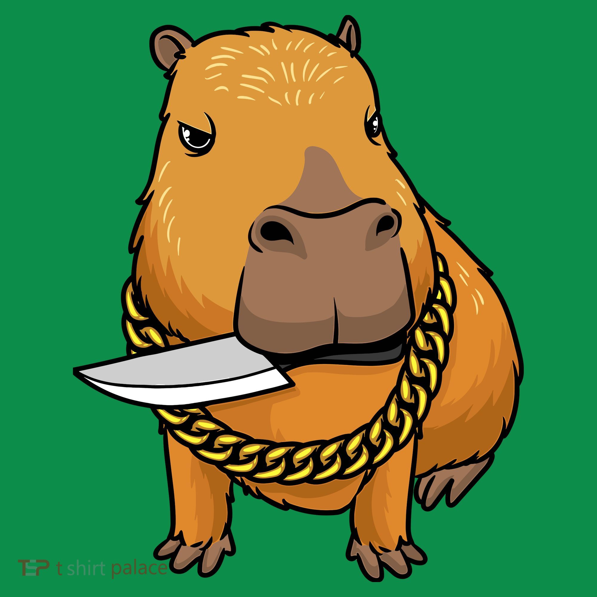 Capybara With Knife Funny Rodent Long Sleeve Shirt