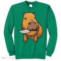 Capybara With Knife Funny Rodent Sweatshirt thumb 0