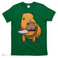 Capybara With Knife Funny Rodent T-Shirt thumb 0