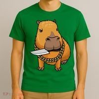 Capybara With Knife Funny Rodent T-Shirt thumb 3