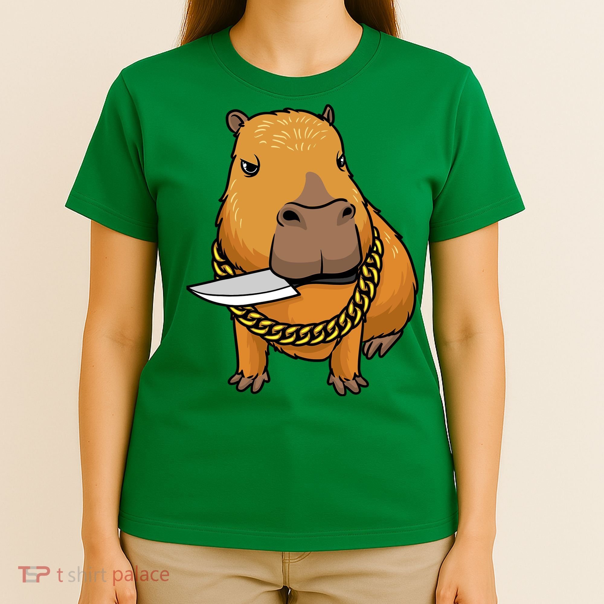 Capybara With Knife Funny Rodent T-Shirt