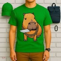 Capybara With Knife Funny Rodent T-Shirt thumb 6